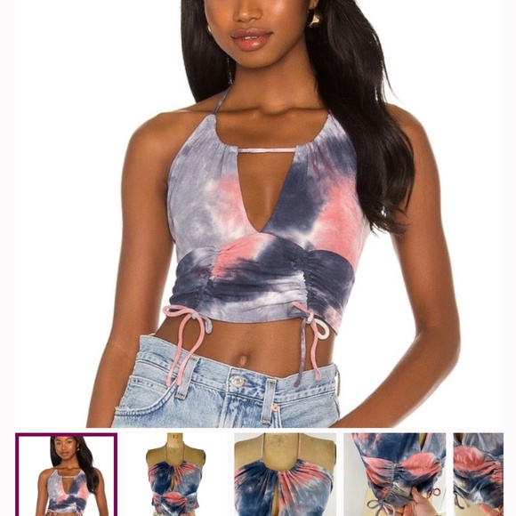 Superdown (Revolve) Chloe Tie Dye Cutout Crop Top Size L - Picture 1 of 2